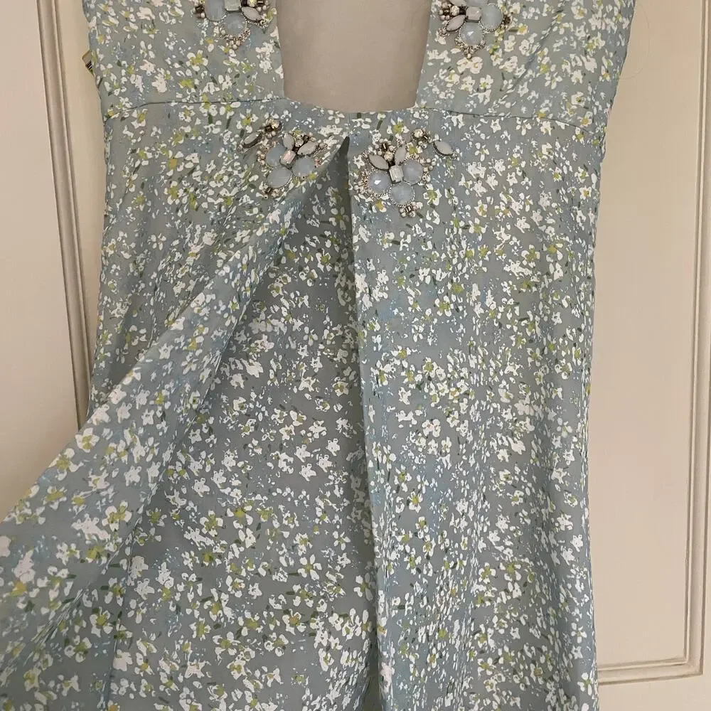 Tory Burch Beaded Dress Size 4 Side Zip, fully lined. Open back